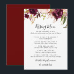 Rustic Boho Floral Wedding Kissing Menu Game Card<br><div class="desc">Diese rustikale Boho Blumenspielkarte ist perfekt für einen modernen Hochzeitsempfang. Das Design besteht aus rosafarbenen,  lila,  roten und bordeauxfarbenen,  in eleganten Bouquets mit grünem Blätterdach aufgehauenen Bäckereien,  die die natürliche Schönheit inspiriert haben.</div>