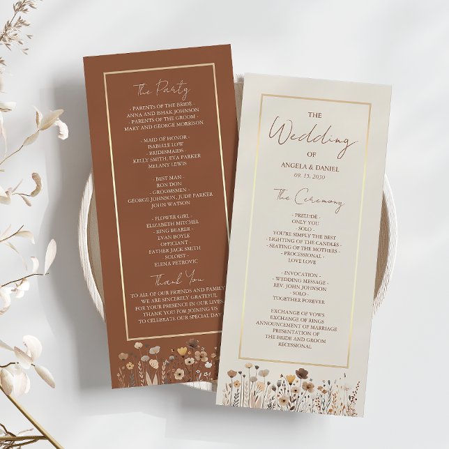 Rustic Boho Floral Wedding Programme (Créateur téléchargé)