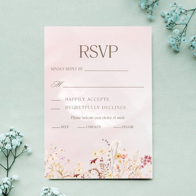 Rustic Boho Floral Wedding RSVP Card (Von Creator hochgeladen)