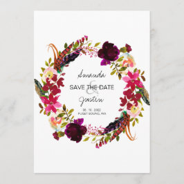 Rustic Boho Floral Wreath Save the Date Hochzeit
