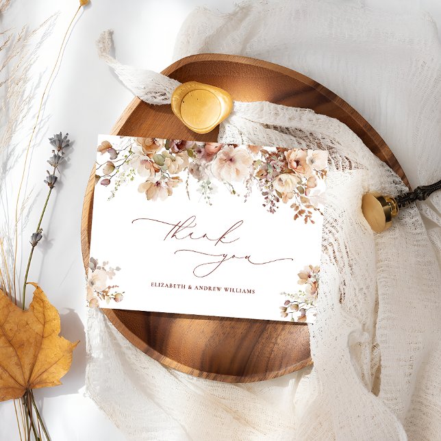 Rustic Boho Garden Blume Hochzeit Dankeskarte (Von Creator hochgeladen)
