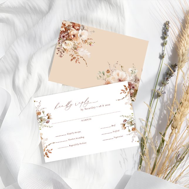 Rustic Boho Garden Wedding Meal Choice RSVP Card Karte (Von Creator hochgeladen)