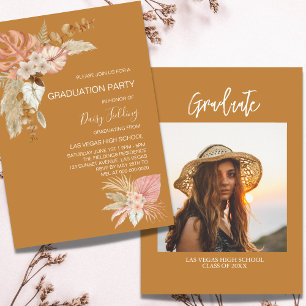 Rustic Boho Graduation Photo Party Invitation