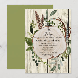 Rustic Boho Greenery Baby Shower Einladung
