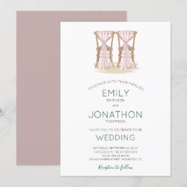 Rustic Boho Happy Couple Organza Stühle Hochzeit Einladung