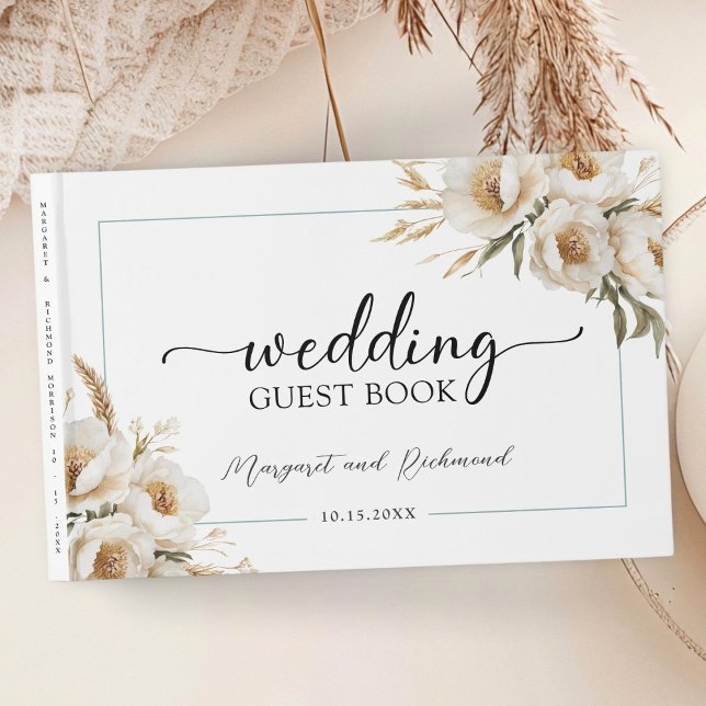 Rustic Boho Ivory Floral Mariage Livre d'invité (Créateur téléchargé)