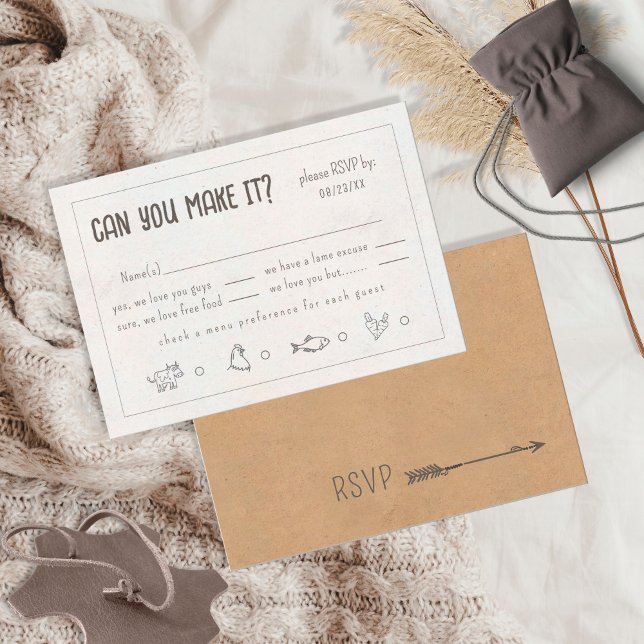 Rustic Boho Lässig Funny Wedding ID109 RSVP Karte (Von Creator hochgeladen)