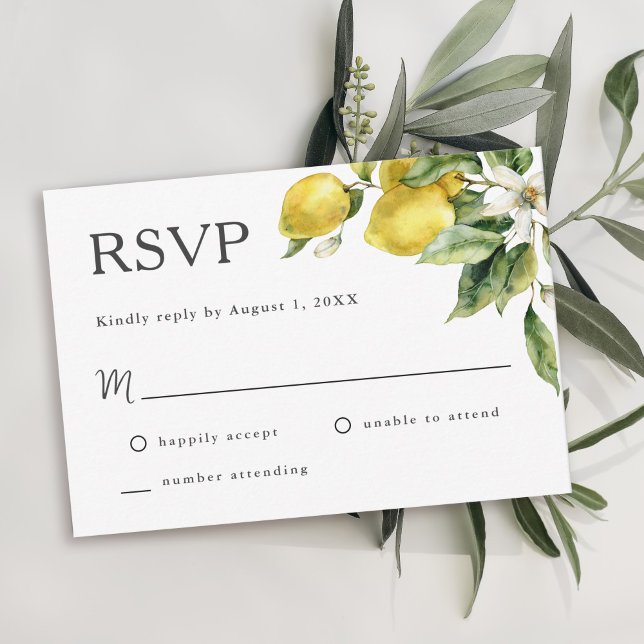 Rustic Boho Lemon Citrus Wedding RSVP (Von Creator hochgeladen)