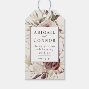 Rustic Boho Marsala Cream Floral Geschenkanhänger