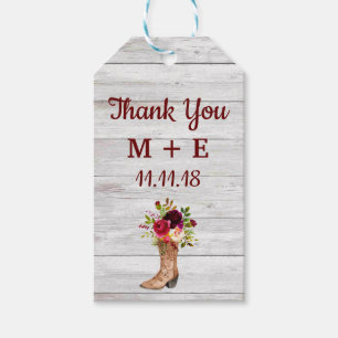 Rustic Boho Marsala Floral Wood Vielen Dank Geschenkanhänger