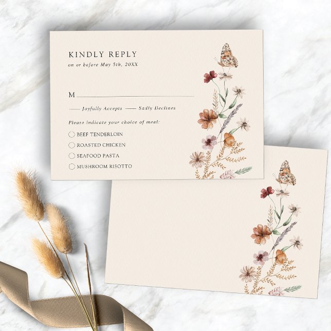 Rustic Boho Meal RSVP Card Karte (Rustic Boho Meal RSVP Card
)