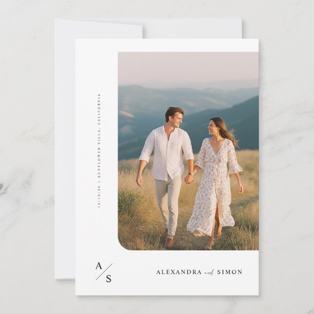 Rustic Boho Minimalistisch Wedding Einladung (Vorderseite)