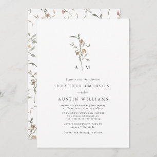 Rustic Boho Monogram Wedding Einladung