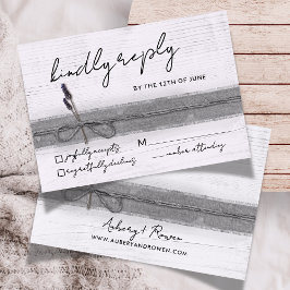 Rustic Boho Öko Imitats Burlap Wood Lavender Weddi RSVP Karte