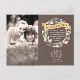 Rustic Boho Pastel Blume Wreath Vielen Dank Postkarte