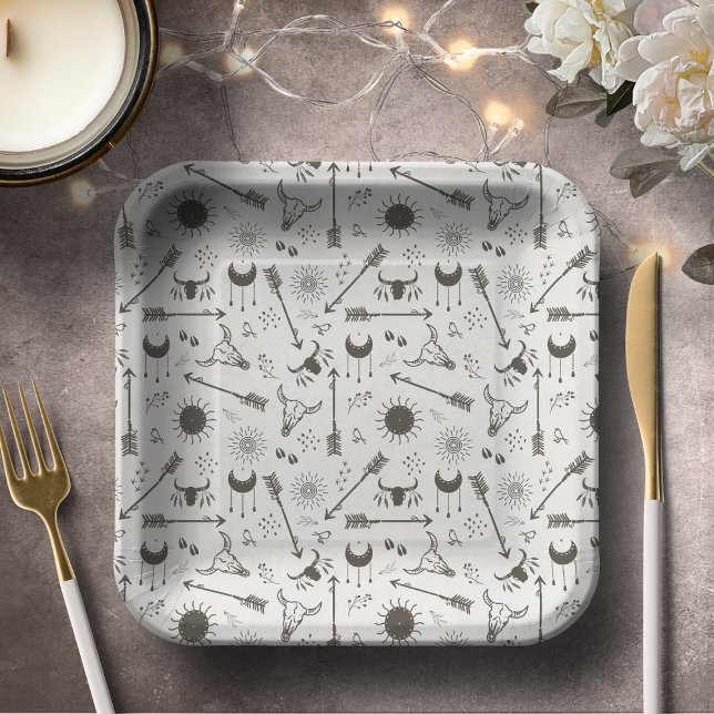 Rustic Boho Pattern ID1109 Pappteller (Von Creator hochgeladen)