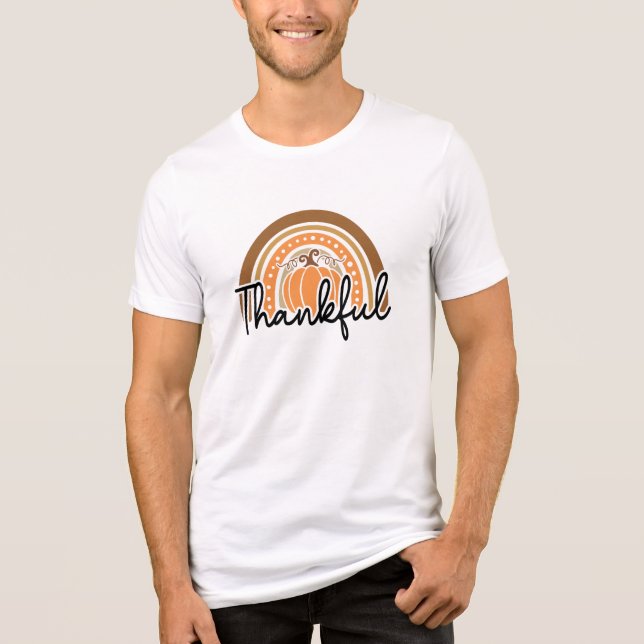 Rustic Boho Pumpkin Rainbow Dankbar Tri-Blend Shirt (Vorderseite)