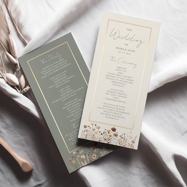 Rustic Boho Sage Green Wedding Program Programm (Von Creator hochgeladen)