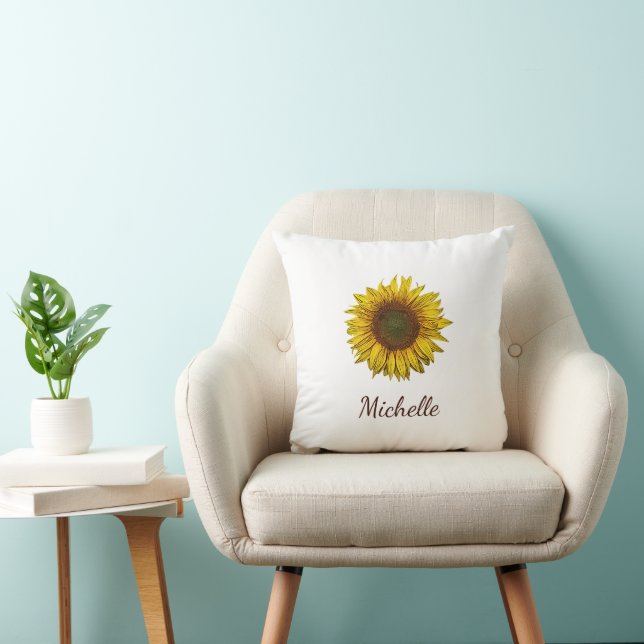 Rustic Boho Sunflower Elegant Script  Kissen (Stuhl )