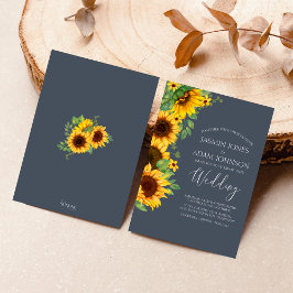 Rustic Boho Sunflower Navy Hochzeit Einladung