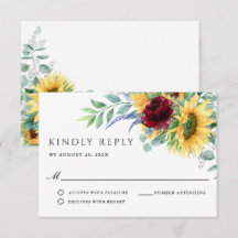Rustic Boho Sunflowers Wedding RSVP