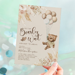 Rustic Boho Teddy Bear Baby Shower Einladung