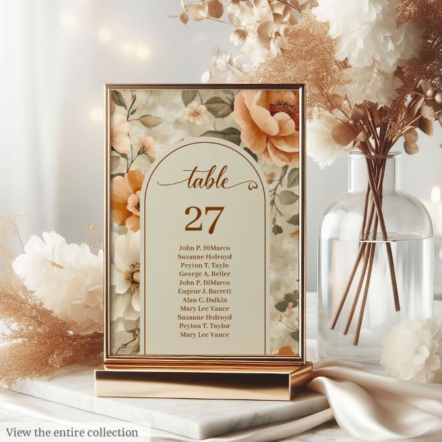 Rustic Boho Terracotta Beige Sage Floral Wedding  Tischnummer (Rustic Boho Terracotta Beige Sage Floral Wedding Table Number

)