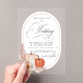 Rustic Boho Terracotta Pampas Pumpkin Hochzeit im  Acryleinladungen