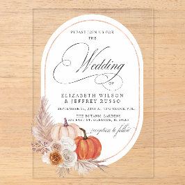 Rustic Boho Terracotta Pampas Pumpkin Hochzeit im  Acryleinladungen