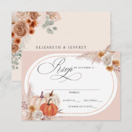 Rustic Boho Terracotta Pampas Pumpkin Hochzeit im  RSVP Karte