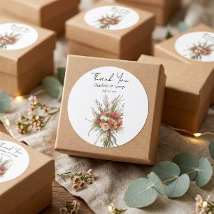 Rustic Boho Wedding Bouquet Blume Gastgeschenk Hoc Runder Aufkleber