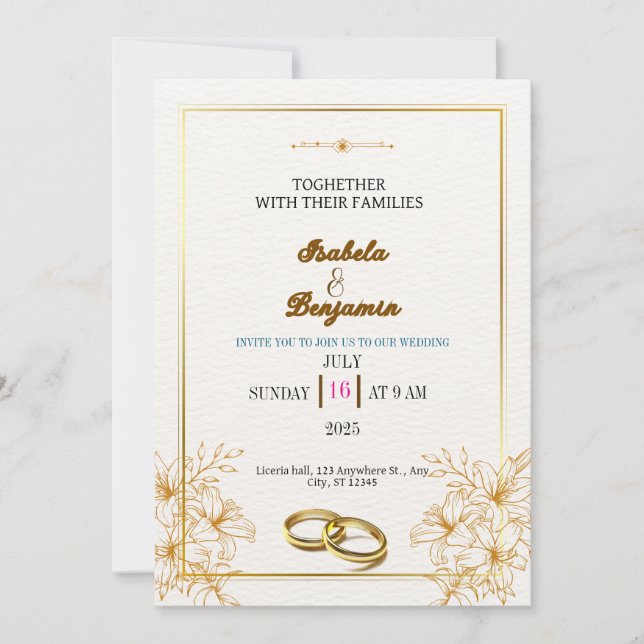 Rustic Boho Wedding Einladungen Vorlage (Vorderseite)