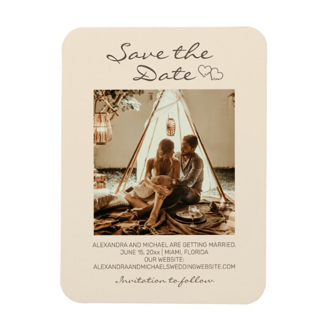 Rustic Boho Wedding Hearts Magnet (Vertikal)