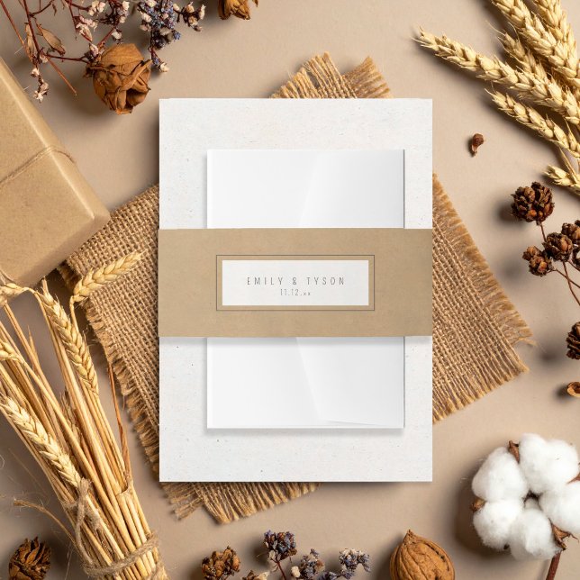 Rustic Boho Wedding Kraft Paper ID1109 Einladungsbanderole (Von Creator hochgeladen)