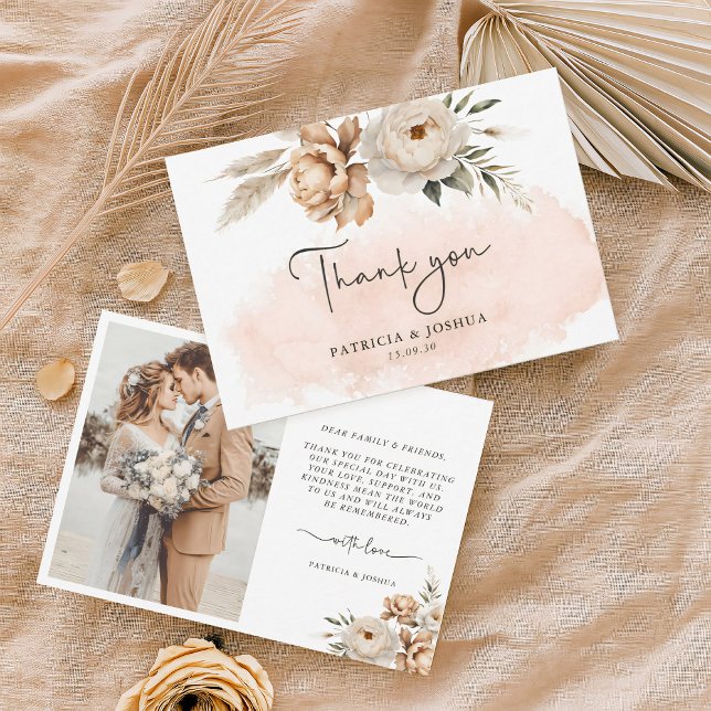Rustic Boho Wedding Thank You Card Dankeskarte (Von Creator hochgeladen)