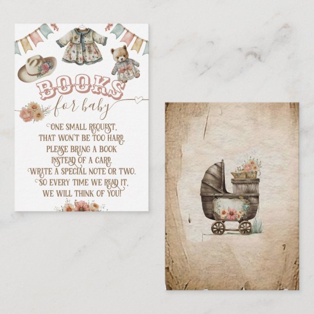 Rustic Boho Wild West Baby Girl Showbücher Begleitkarte (Vorne/Hinten)