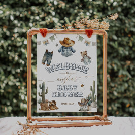 Rustic Boho Wild West Boy Babydusche Begrüßung Poster