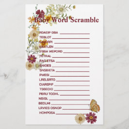 Rustic Boho Wildblume Diaper Raffekarte