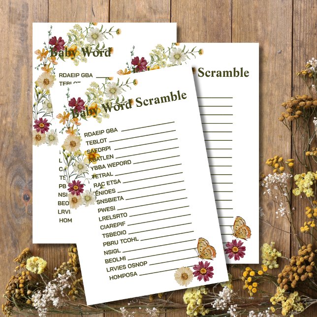 Rustic Boho Wildblume Diaper Raffekarte (Von Creator hochgeladen)