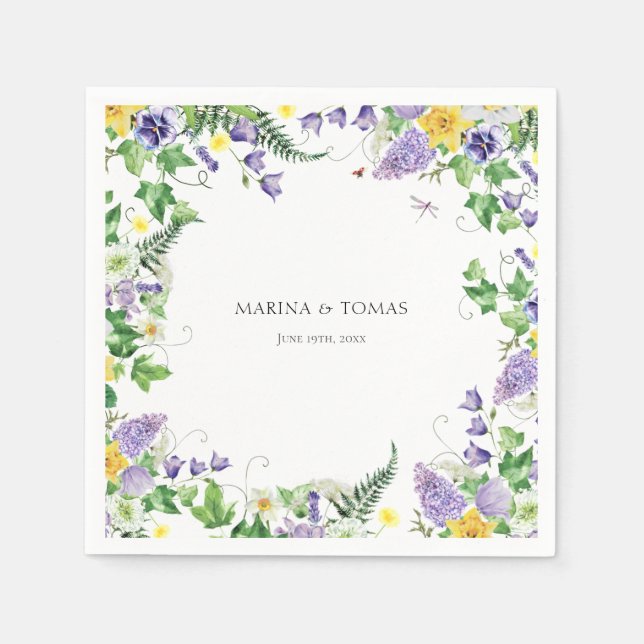 Rustic Boho Wildblume Wedding Serviette (Vorderseite)