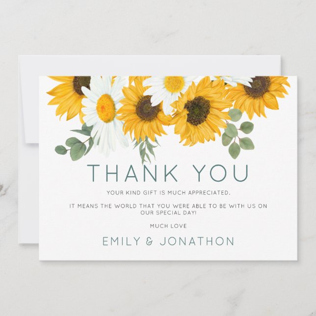 Rustic Boho Wildblumen Sonnenblumen Foto Vielen Da (Vorderseite)