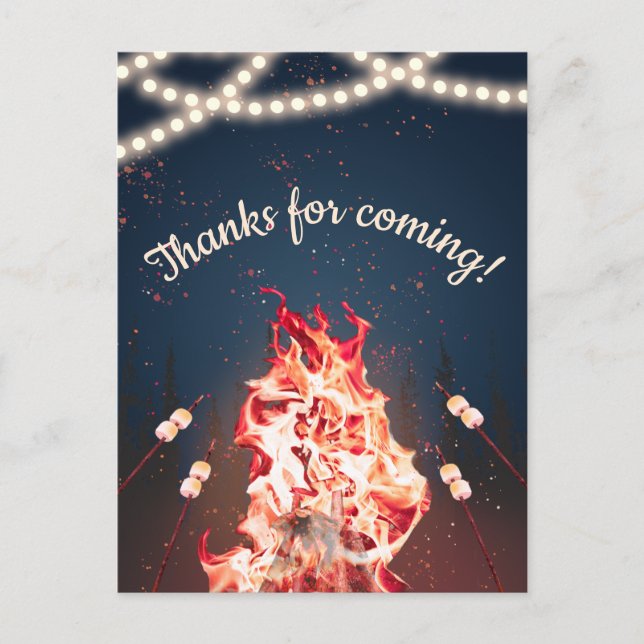 Rustic Bonfire und Marshmallow Danke, Postcard Postkarte (Vorderseite)