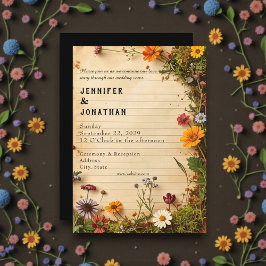 Rustic Book Lovers Print Floral Wedding Invitation Einladung