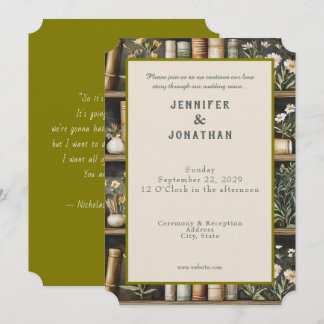 Rustic Book Lovers Print Wedding Invitation Einladung