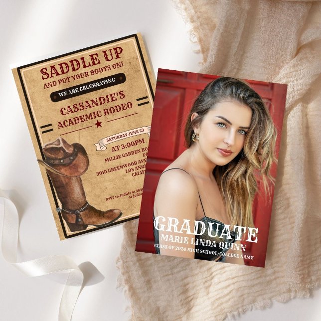 Rustic Boots Western Cowboy Abschluss Einladung (Von Creator hochgeladen)