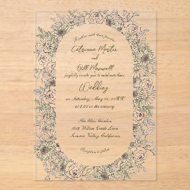 Rustic Botanical Acrylic Wedding Invitation Acryleinladungen
