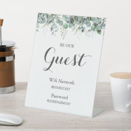 Rustic Botanical Eucalyptus Greenery Wedding Wifi Sockelschild