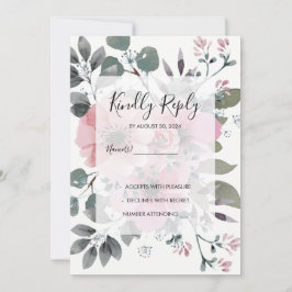 Rustic botanical watercolor floral Wedding RSVP Einladung