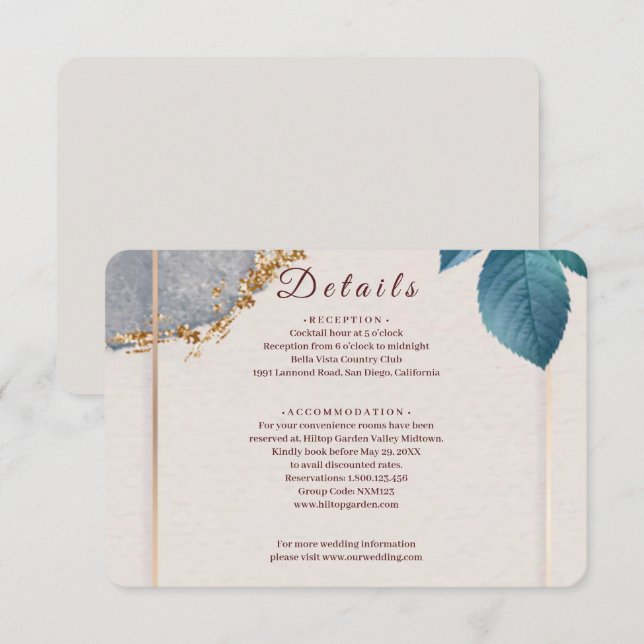 Rustic Botanical Wedding Enclosure Card | Elegant  Begleitkarte (Vorne/Hinten)