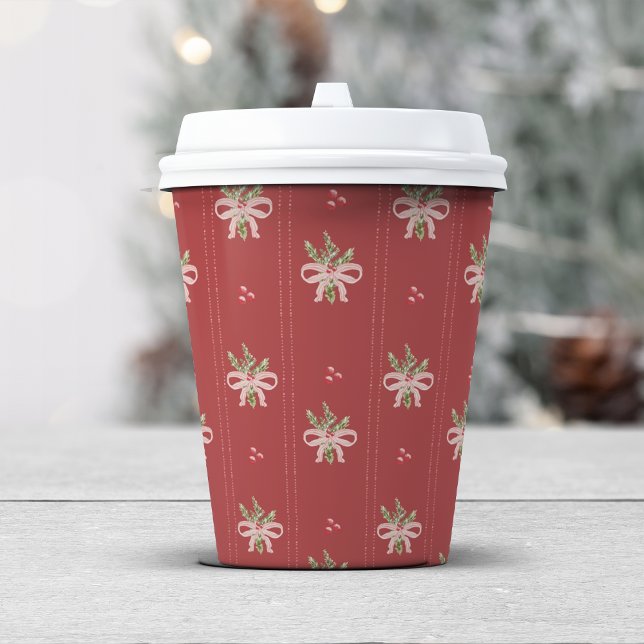 Rustic Botanicals Holiday Pappbecher (Rustic Botanicals Holiday Paper Cups | Holly, Berries & Christmas Party Décor by Painted Paperie)